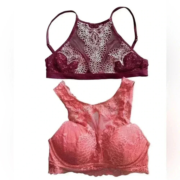PINK Victoria's Secret Other - Bundle of 2 Victoria secret/pink size XS bralettes. VGUC.‎ Burgundy & rose